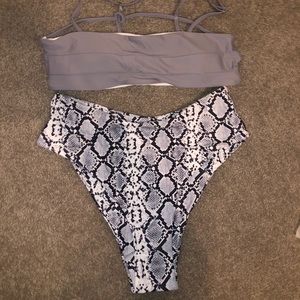 high waisted snake skin gray bikini set